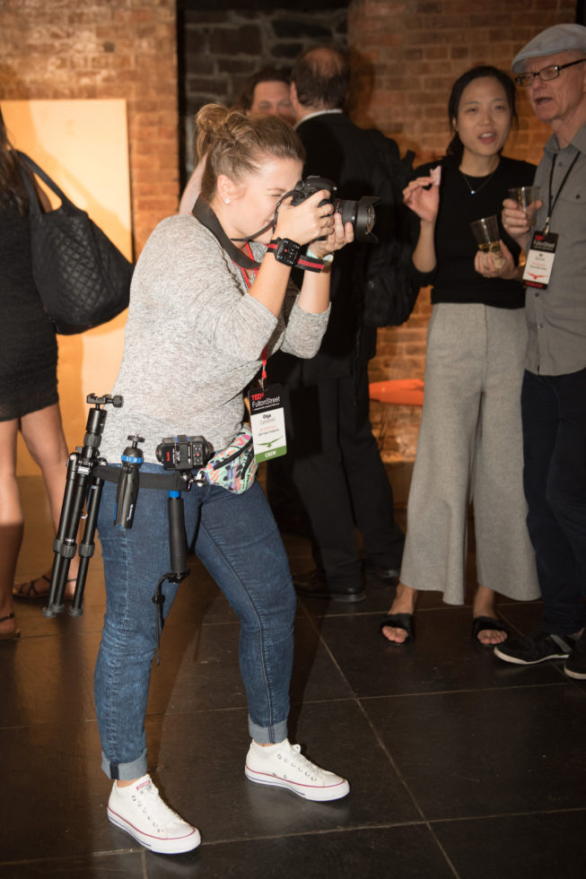 Photographer and 360º Videographer Olga Campbell at Afterparty (TEDxFultonStreet photo by Eriq Ortiz)