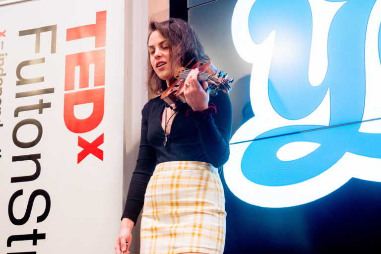 Morgan Weidinger at TEDxFultonStreet 2018 (photo by Janet Esquirol Sylvan) taken at 17-15-05 on 2018-06-02