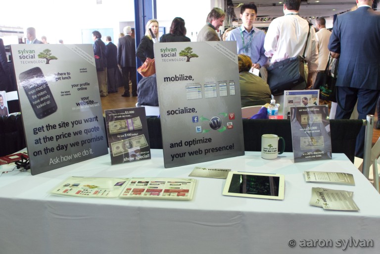 Sylvan Social Technology booth at Small Business Expo, special offers for the day of the show