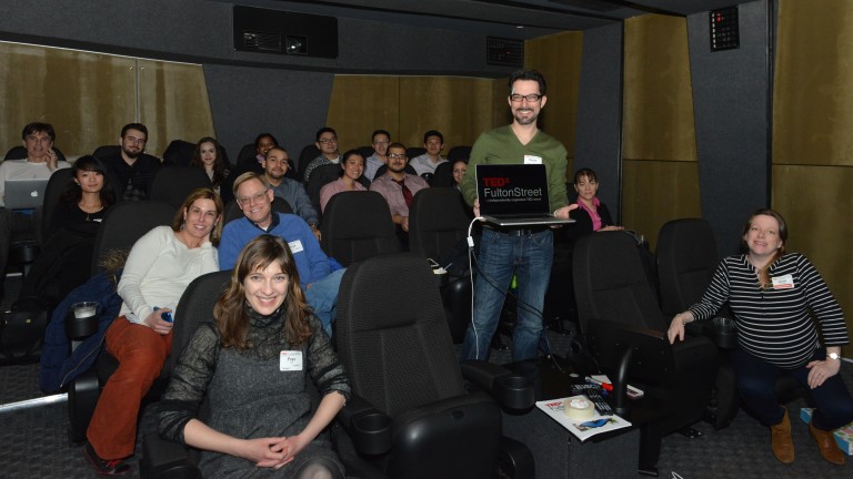 audience at TEDxFultonStreetLive 2015 in our screening room