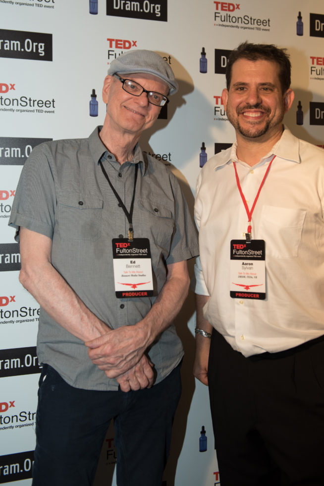 Aaron Sylvan, Ed Bennett (TEDxFultonStreet photo by Eriq Ortiz)