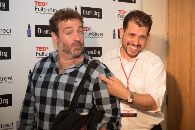 JahFurry (Jeff Newelt), Aaron Sylvan (TEDxFultonStreet photo by Eriq Ortiz)