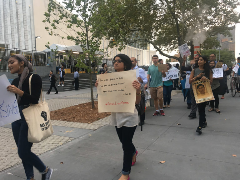 When I walked out of the UN building, I crossed an angry picket Line, protesting the rights of Rohingya — and accusing *me* of being unsupportive of their cause because I'm not boycotting the UN. Frustrating, to receive this critique WHILE attending meetings where people are rallying to help others.