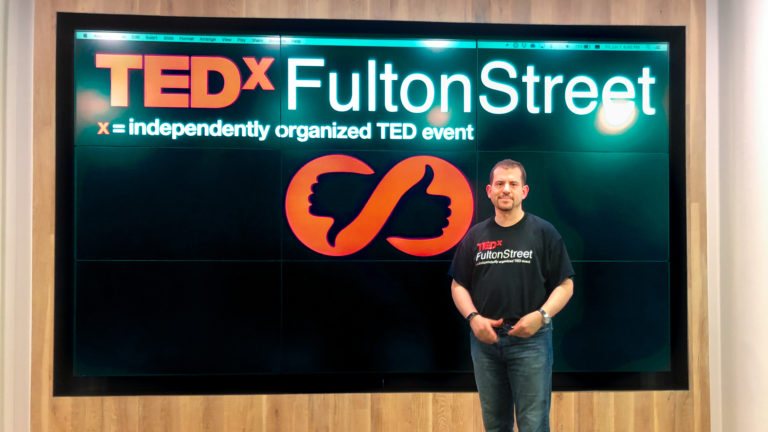 Aaron Sylvan preparing for TEDxFultonStreet 2018