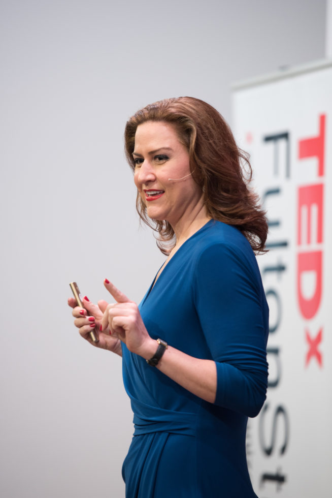Alicia Syrett at TEDxFultonStreet 2018 (photo by Aaron Sylvan) taken 2018-06-02 image#001