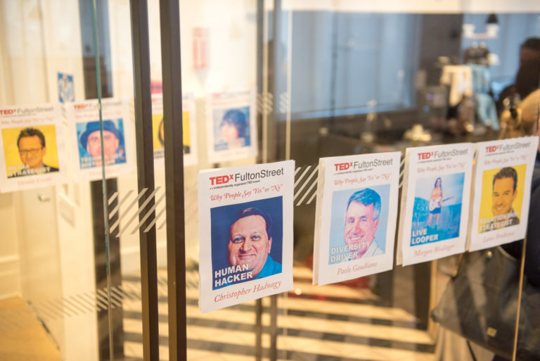 Presenter Posters at TEDxFultonStreet 2018 (photo by Aaron Sylvan) taken 2018-06-02 image#001