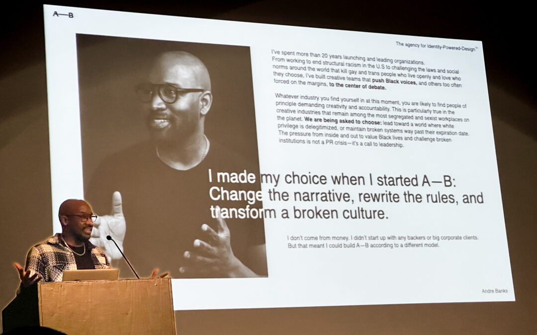 Andre Banks at AIGA Grow an Agency conference (iPhonography by Aaron Sylvan) taken 2022-10-27 image#001